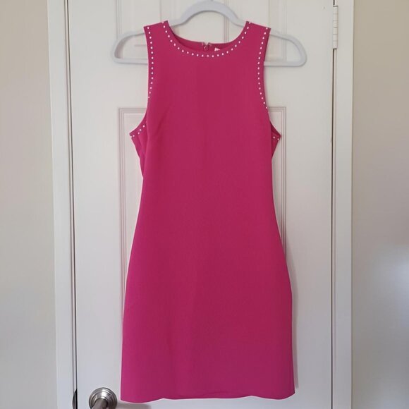 Likely Manhattan Studded Sleeveless Mini Dress Fuchsia Silver Size 6 NWT - Picture 2 of 11